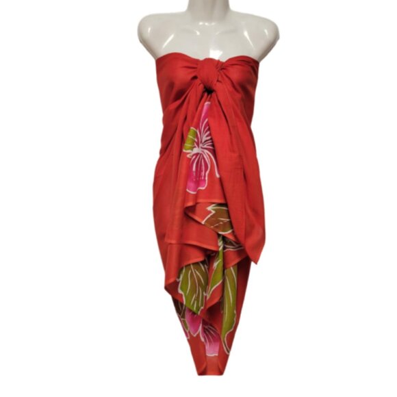 Womens Sarong Cotton Wrap, Handpainted Batik Wrapskirt Beach Pareo Beachwear-NEW - Picture 8 of 13